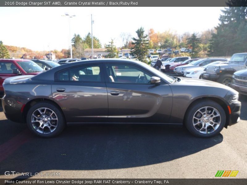 Granite Crystal Metallic / Black/Ruby Red 2016 Dodge Charger SXT AWD