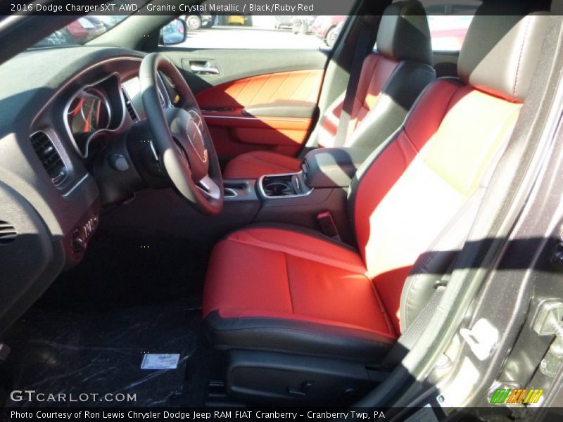 Granite Crystal Metallic / Black/Ruby Red 2016 Dodge Charger SXT AWD