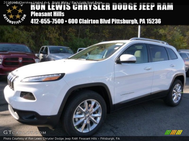 Bright White / Black/Light Frost Beige 2016 Jeep Cherokee Limited 4x4