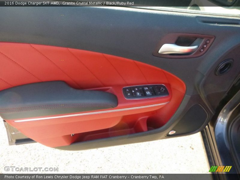 Granite Crystal Metallic / Black/Ruby Red 2016 Dodge Charger SXT AWD