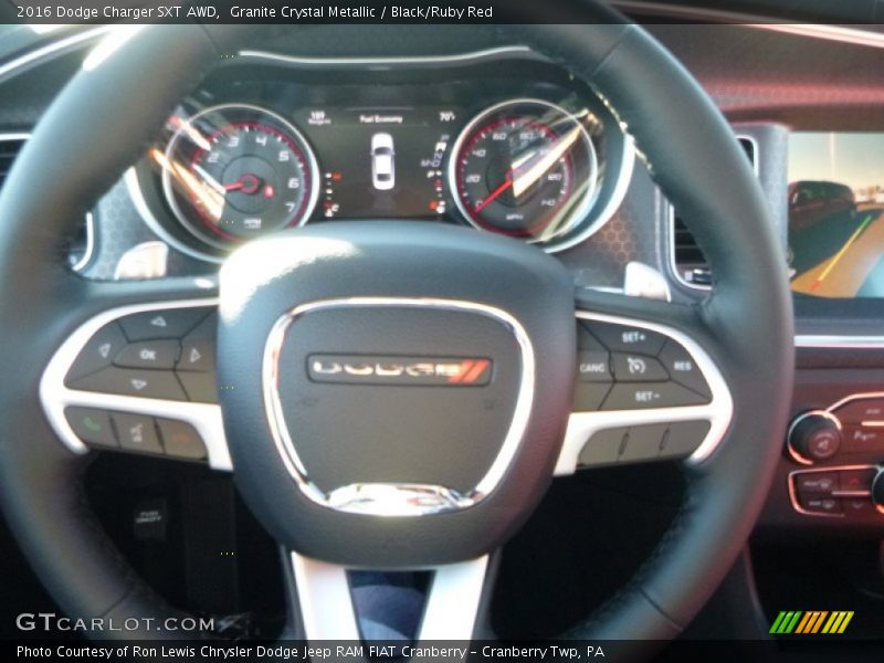 Granite Crystal Metallic / Black/Ruby Red 2016 Dodge Charger SXT AWD