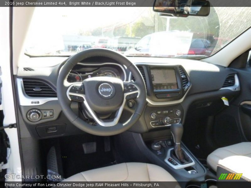 Bright White / Black/Light Frost Beige 2016 Jeep Cherokee Limited 4x4