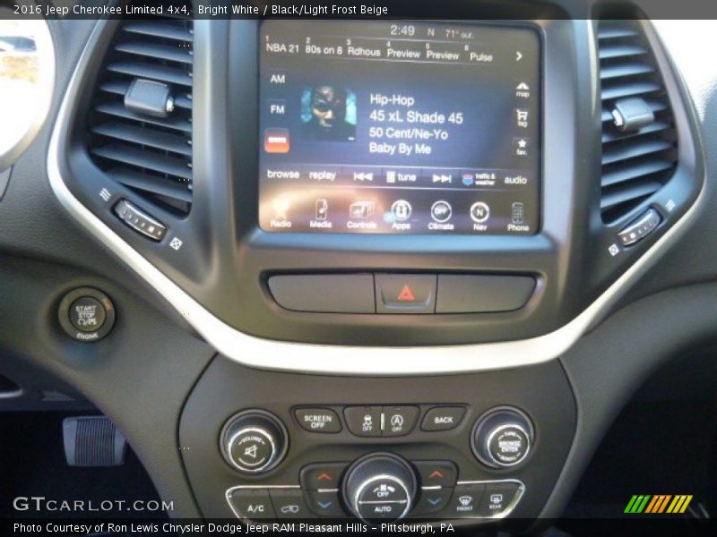 Bright White / Black/Light Frost Beige 2016 Jeep Cherokee Limited 4x4