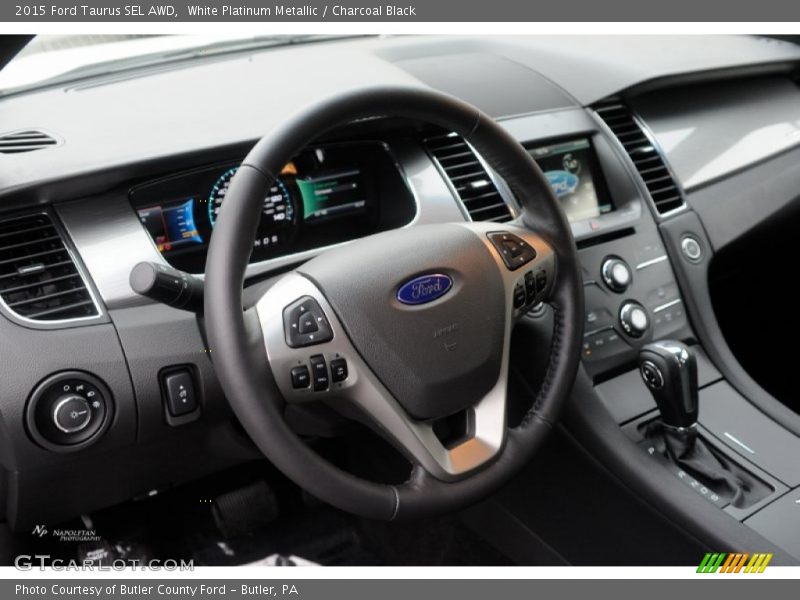 White Platinum Metallic / Charcoal Black 2015 Ford Taurus SEL AWD