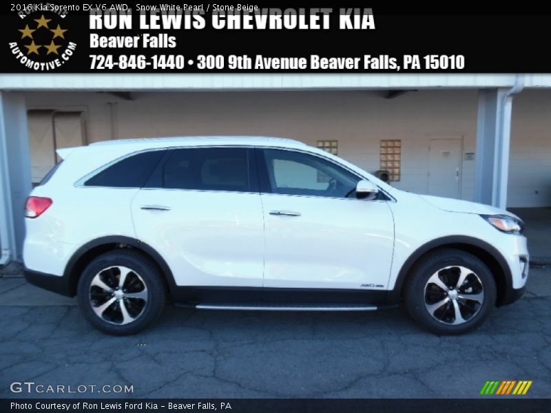 Snow White Pearl / Stone Beige 2016 Kia Sorento EX V6 AWD