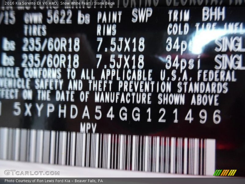 Snow White Pearl / Stone Beige 2016 Kia Sorento EX V6 AWD