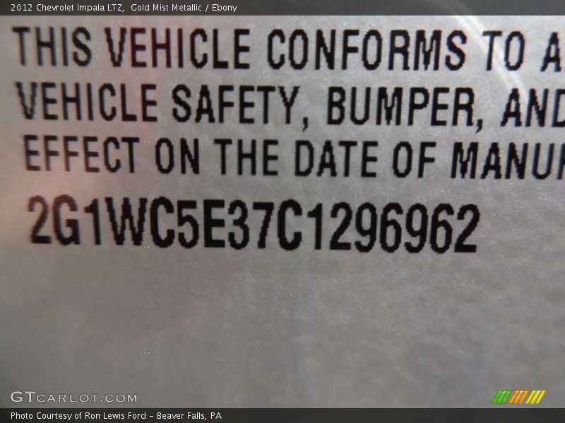 Gold Mist Metallic / Ebony 2012 Chevrolet Impala LTZ