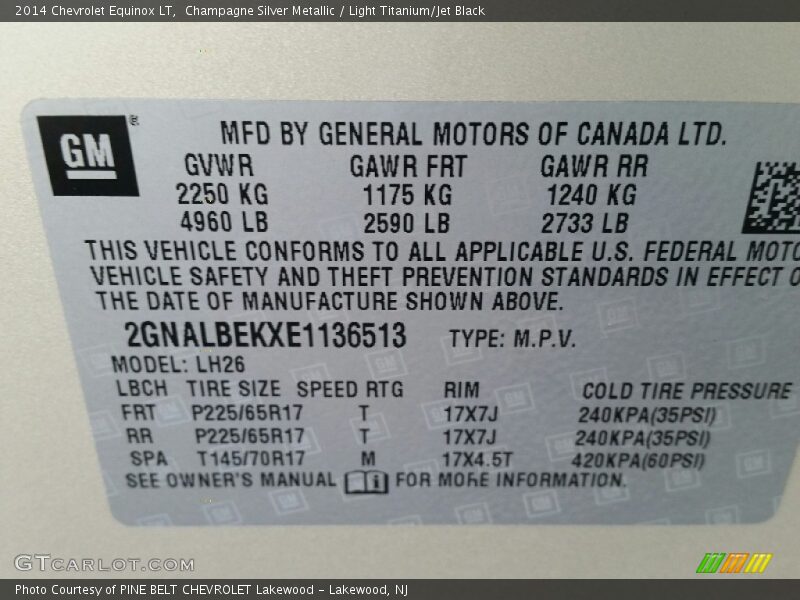 Champagne Silver Metallic / Light Titanium/Jet Black 2014 Chevrolet Equinox LT