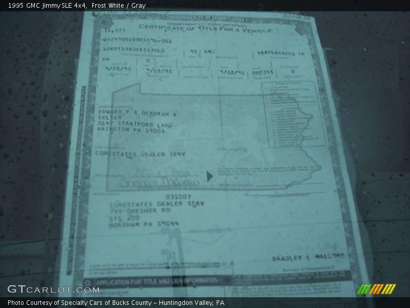 Frost White / Gray 1995 GMC Jimmy SLE 4x4