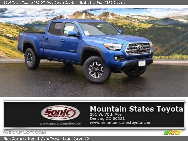 Blazing Blue Pearl / TRD Graphite 2016 Toyota Tacoma TRD Off-Road Double Cab 4x4