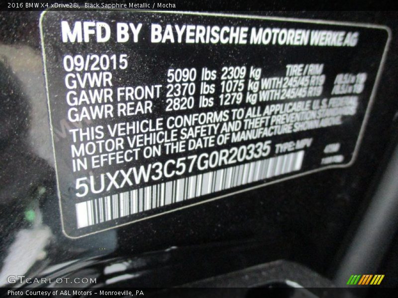 Black Sapphire Metallic / Mocha 2016 BMW X4 xDrive28i