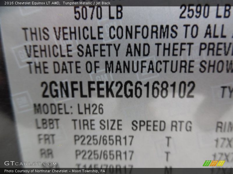 Tungsten Metallic / Jet Black 2016 Chevrolet Equinox LT AWD