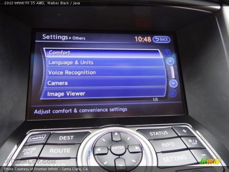 Controls of 2012 FX 35 AWD