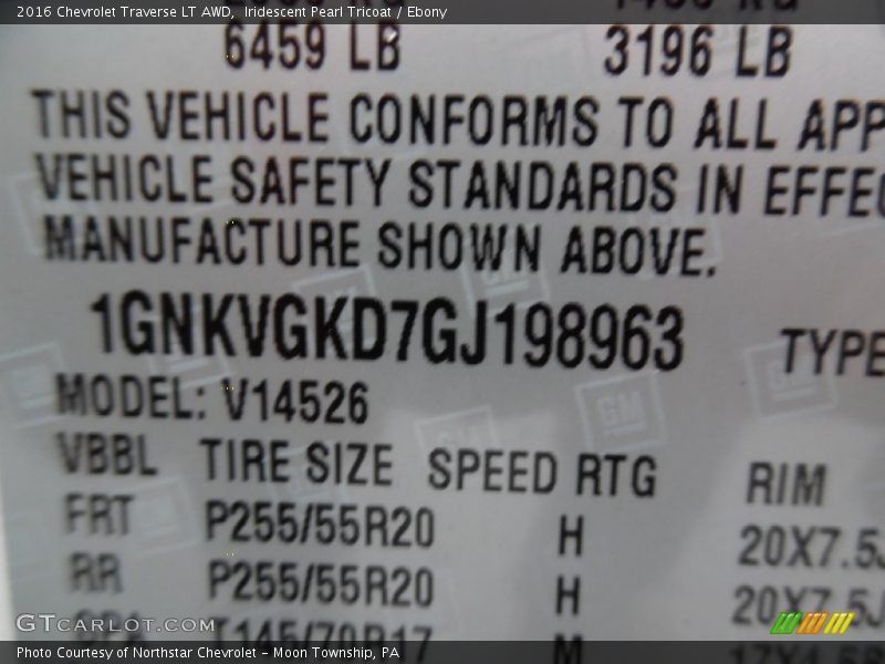 Iridescent Pearl Tricoat / Ebony 2016 Chevrolet Traverse LT AWD
