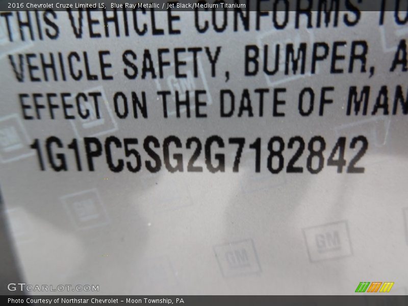 Blue Ray Metallic / Jet Black/Medium Titanium 2016 Chevrolet Cruze Limited LS