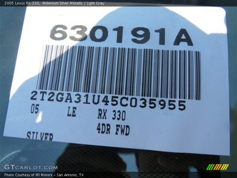 Millenium Silver Metallic / Light Gray 2005 Lexus RX 330