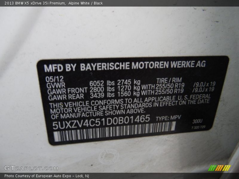 Alpine White / Black 2013 BMW X5 xDrive 35i Premium