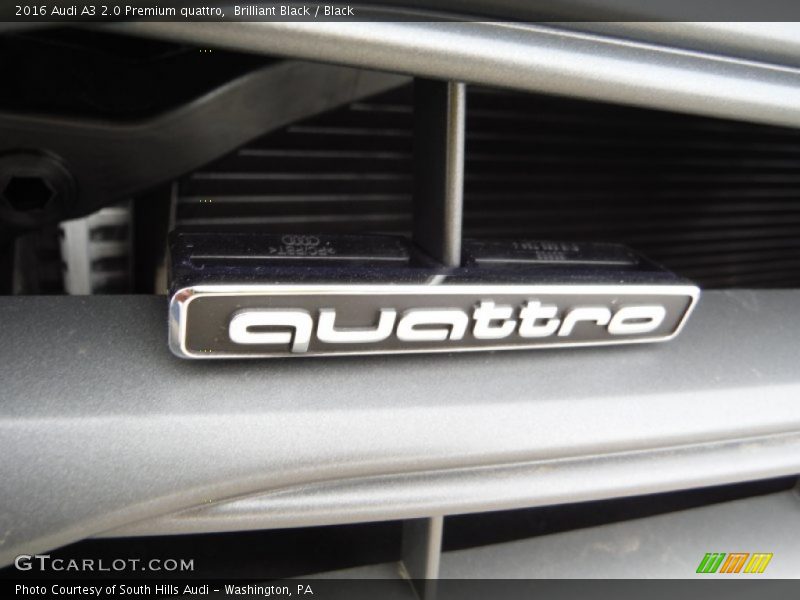 Brilliant Black / Black 2016 Audi A3 2.0 Premium quattro