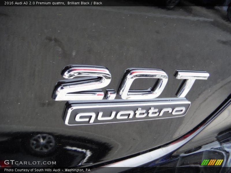 Brilliant Black / Black 2016 Audi A3 2.0 Premium quattro