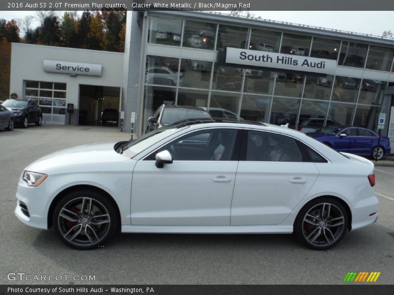 Glacier White Metallic / Black/Magma Red 2016 Audi S3 2.0T Premium Plus quattro