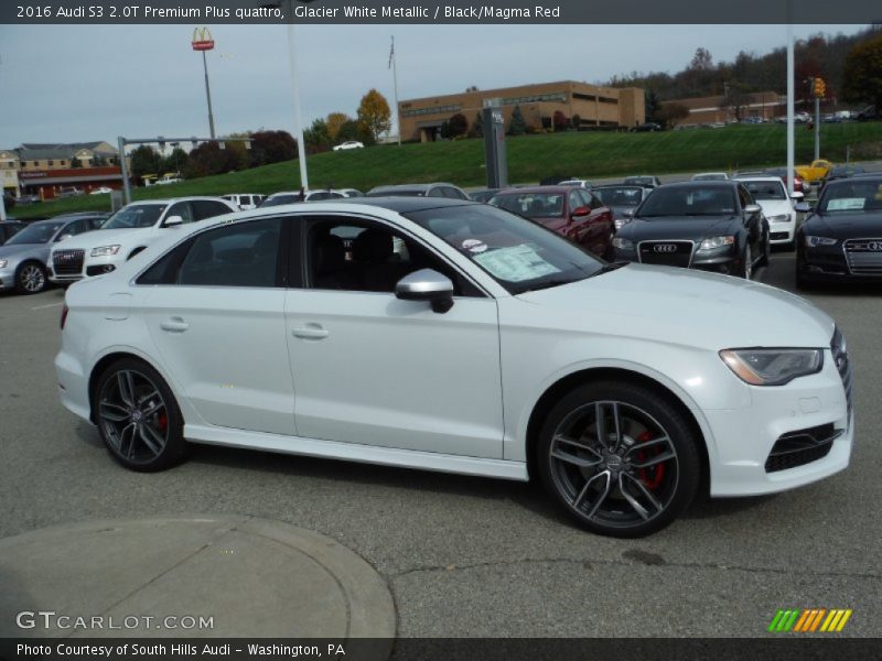 Glacier White Metallic / Black/Magma Red 2016 Audi S3 2.0T Premium Plus quattro