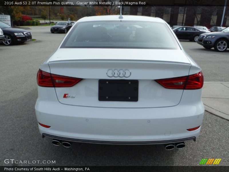 Glacier White Metallic / Black/Magma Red 2016 Audi S3 2.0T Premium Plus quattro