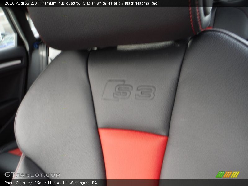Glacier White Metallic / Black/Magma Red 2016 Audi S3 2.0T Premium Plus quattro