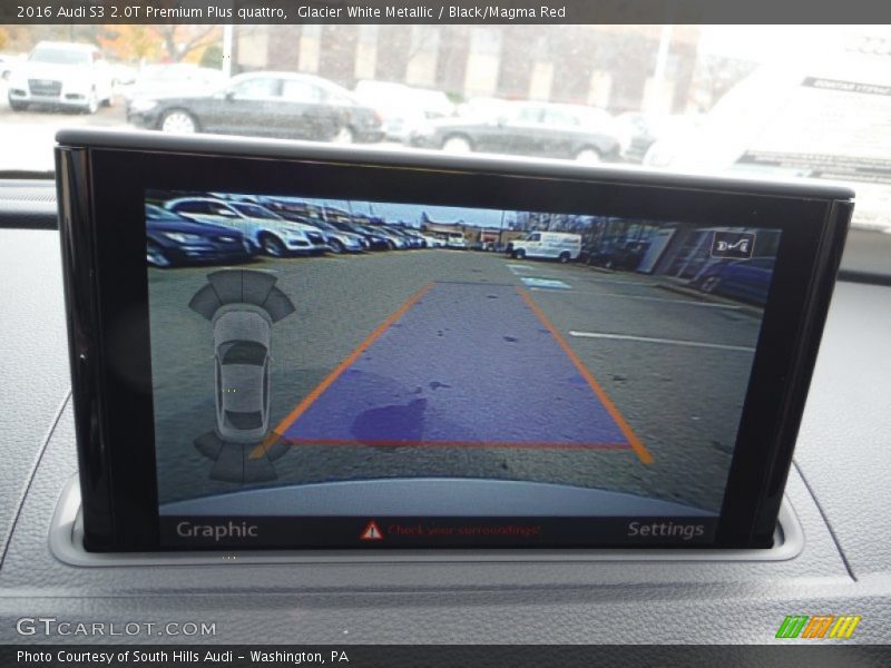 Glacier White Metallic / Black/Magma Red 2016 Audi S3 2.0T Premium Plus quattro