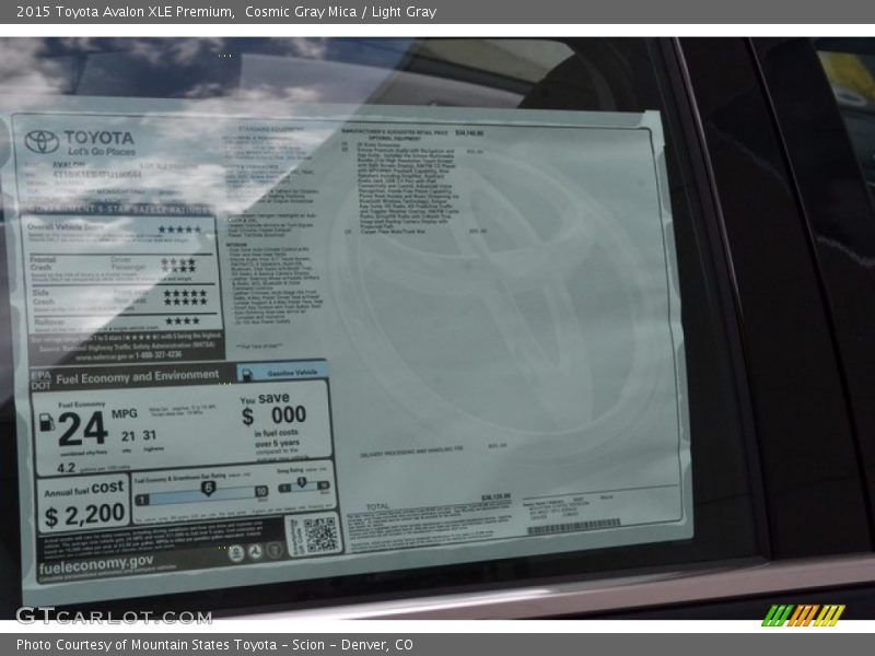Cosmic Gray Mica / Light Gray 2015 Toyota Avalon XLE Premium