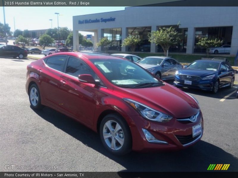Red / Beige 2016 Hyundai Elantra Value Edition