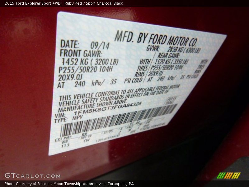 Ruby Red / Sport Charcoal Black 2015 Ford Explorer Sport 4WD