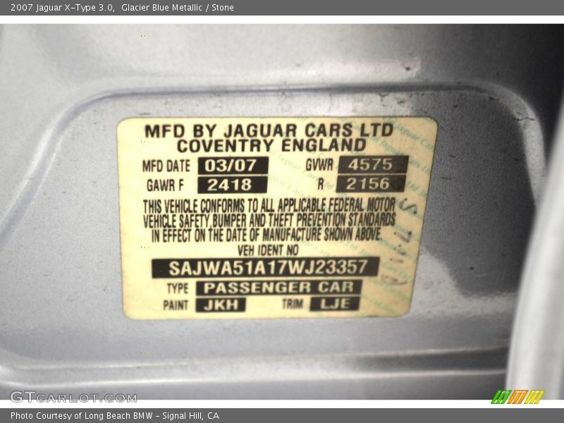 Glacier Blue Metallic / Stone 2007 Jaguar X-Type 3.0