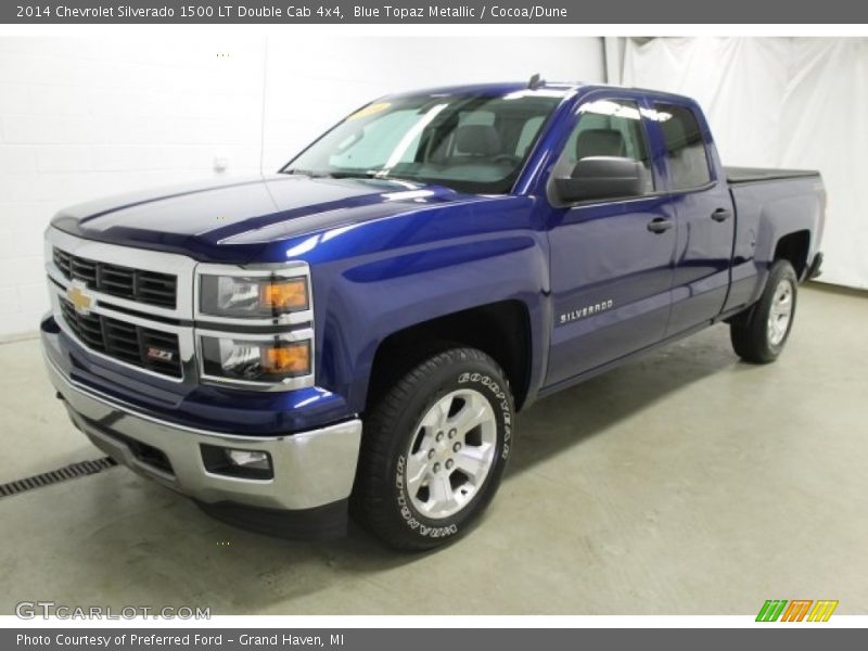 Blue Topaz Metallic / Cocoa/Dune 2014 Chevrolet Silverado 1500 LT Double Cab 4x4