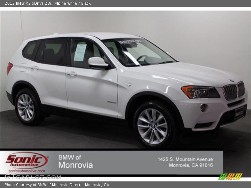 Alpine White / Black 2013 BMW X3 xDrive 28i