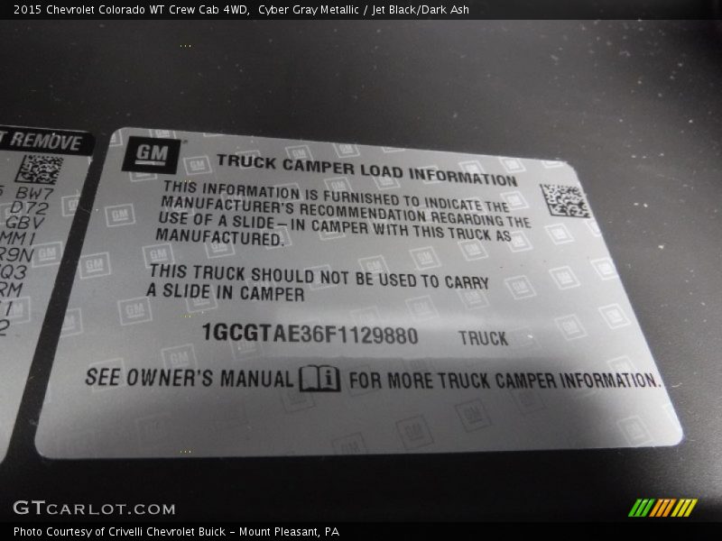 Cyber Gray Metallic / Jet Black/Dark Ash 2015 Chevrolet Colorado WT Crew Cab 4WD