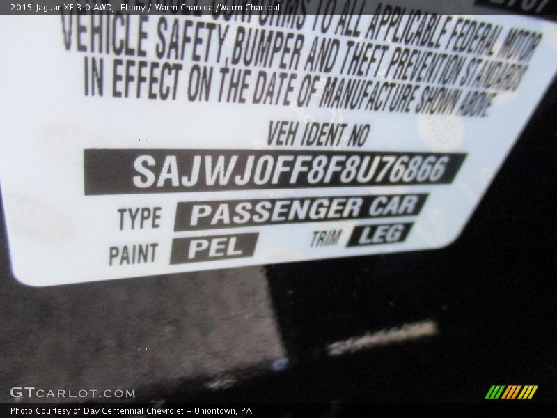 Ebony / Warm Charcoal/Warm Charcoal 2015 Jaguar XF 3.0 AWD