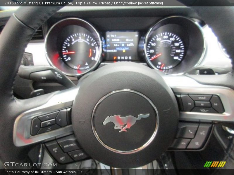 Triple Yellow Tricoat / Ebony/Yellow Jacket Stitching 2016 Ford Mustang GT Premium Coupe