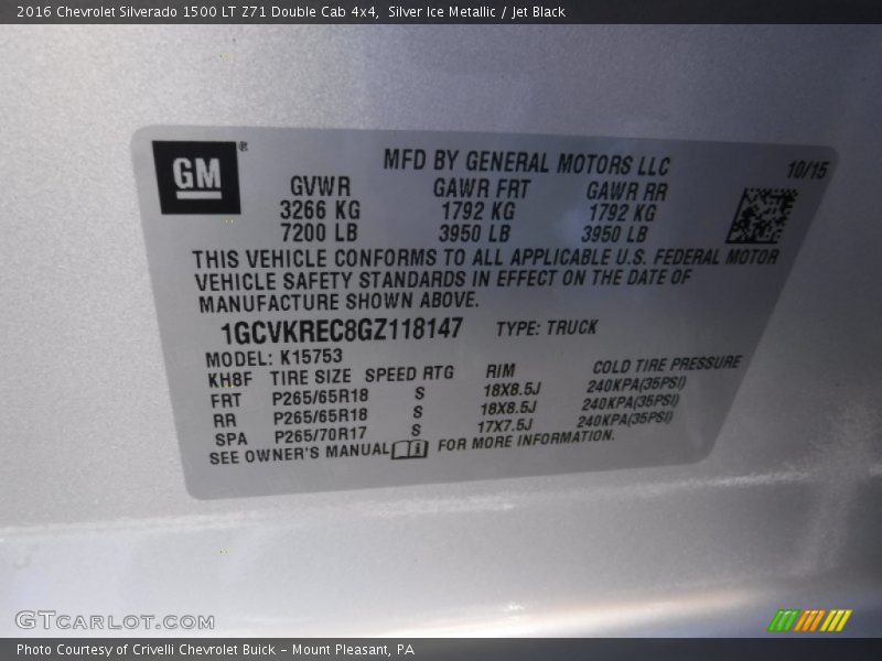 Silver Ice Metallic / Jet Black 2016 Chevrolet Silverado 1500 LT Z71 Double Cab 4x4