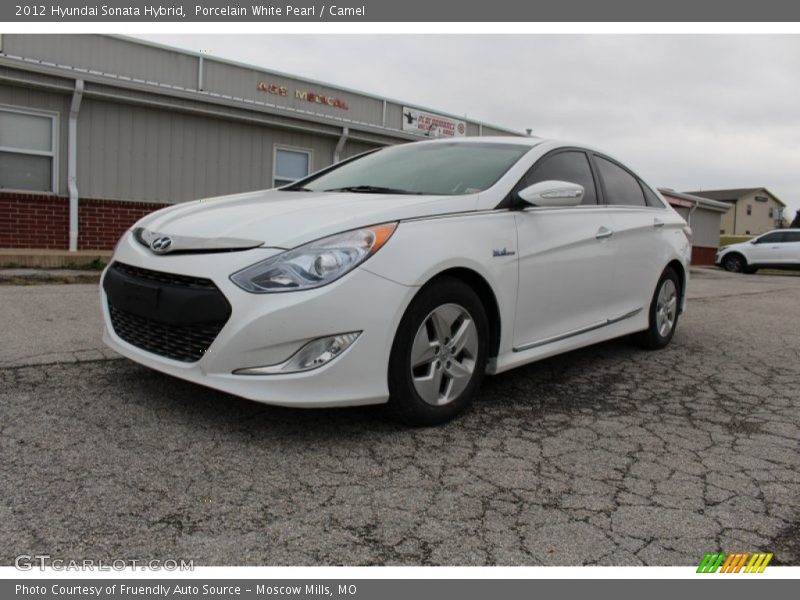 Porcelain White Pearl / Camel 2012 Hyundai Sonata Hybrid