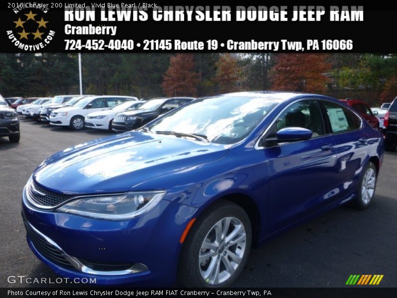 Vivid Blue Pearl / Black 2016 Chrysler 200 Limited