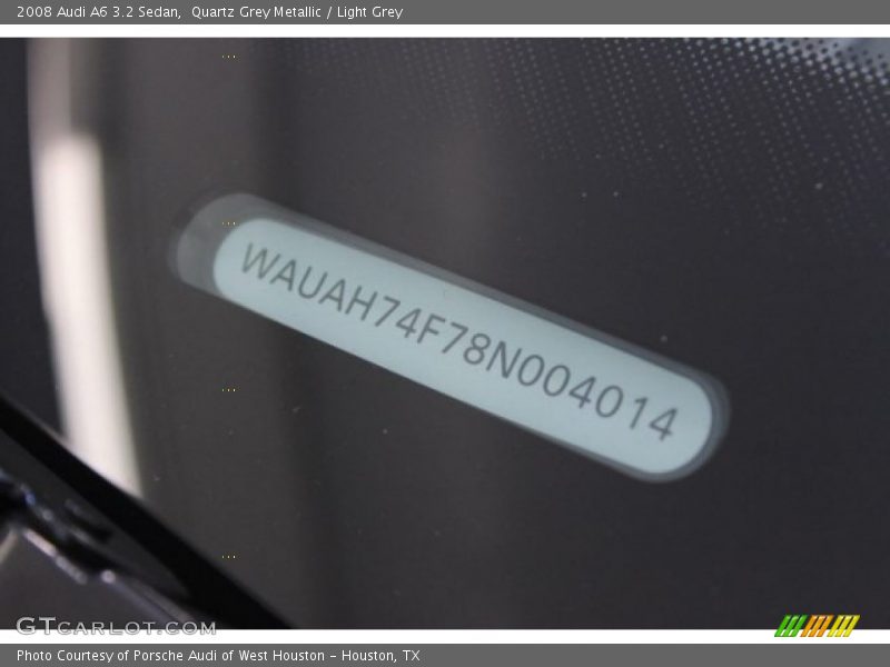 Quartz Grey Metallic / Light Grey 2008 Audi A6 3.2 Sedan