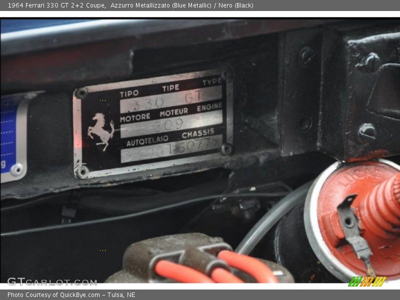 Info Tag of 1964 330 GT 2+2 Coupe