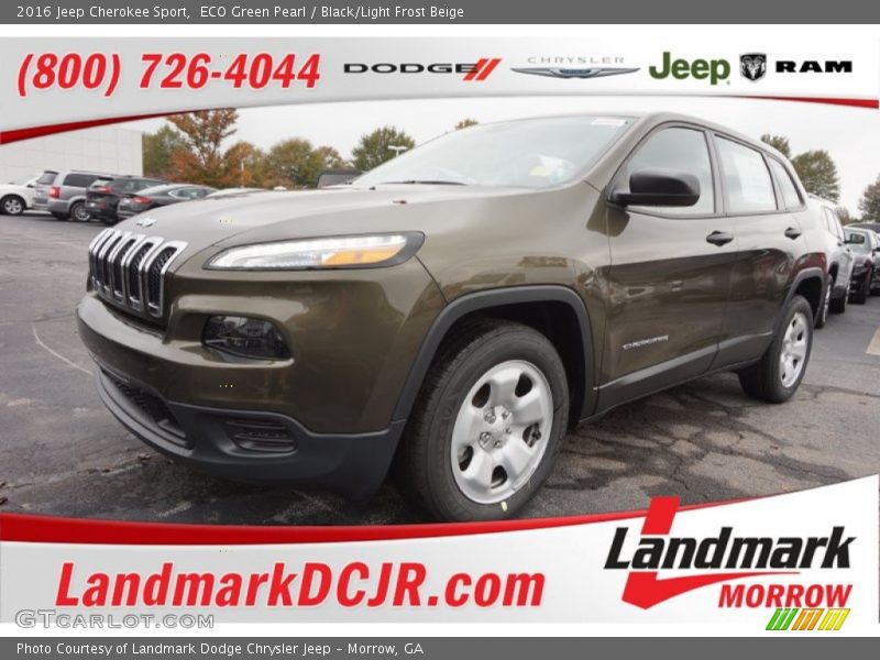 ECO Green Pearl / Black/Light Frost Beige 2016 Jeep Cherokee Sport