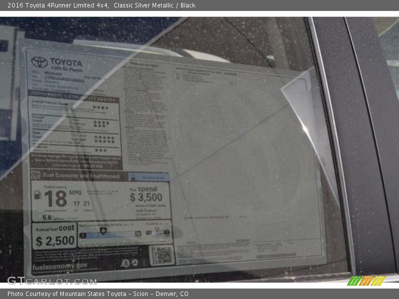 Classic Silver Metallic / Black 2016 Toyota 4Runner Limited 4x4