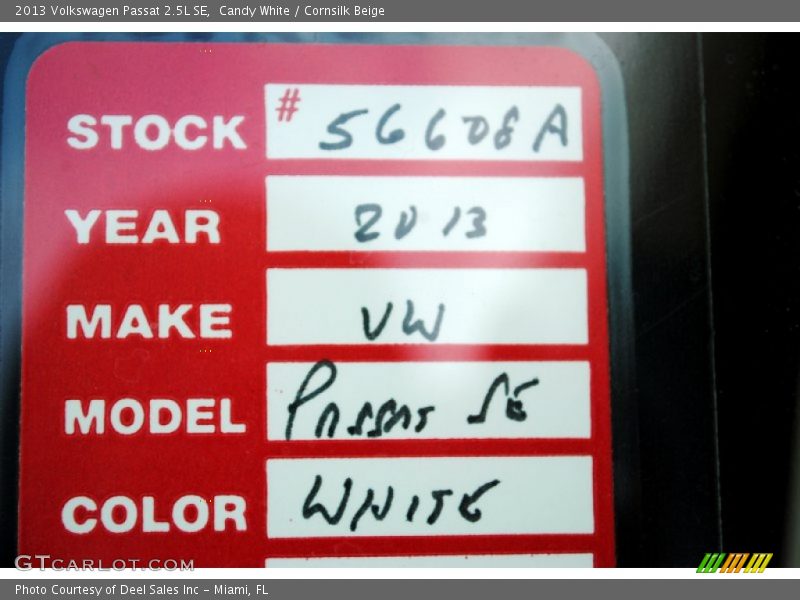 Candy White / Cornsilk Beige 2013 Volkswagen Passat 2.5L SE