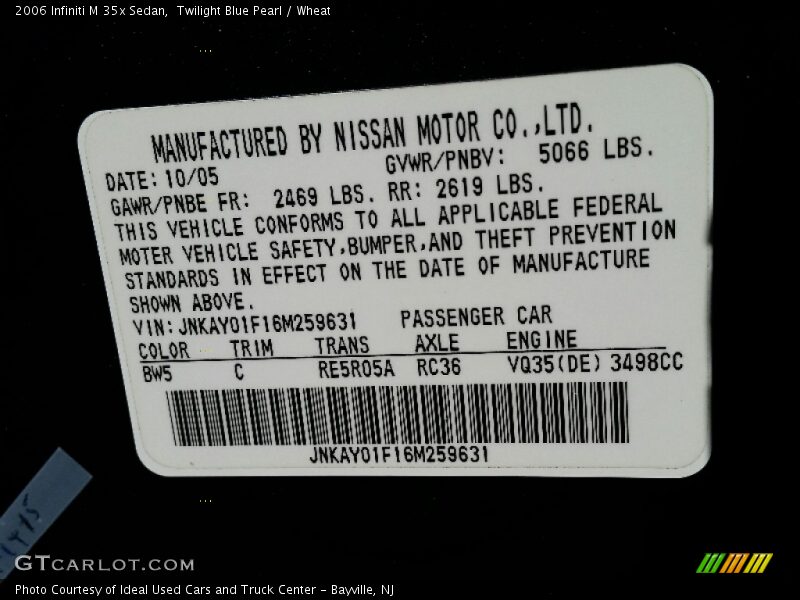 Twilight Blue Pearl / Wheat 2006 Infiniti M 35x Sedan