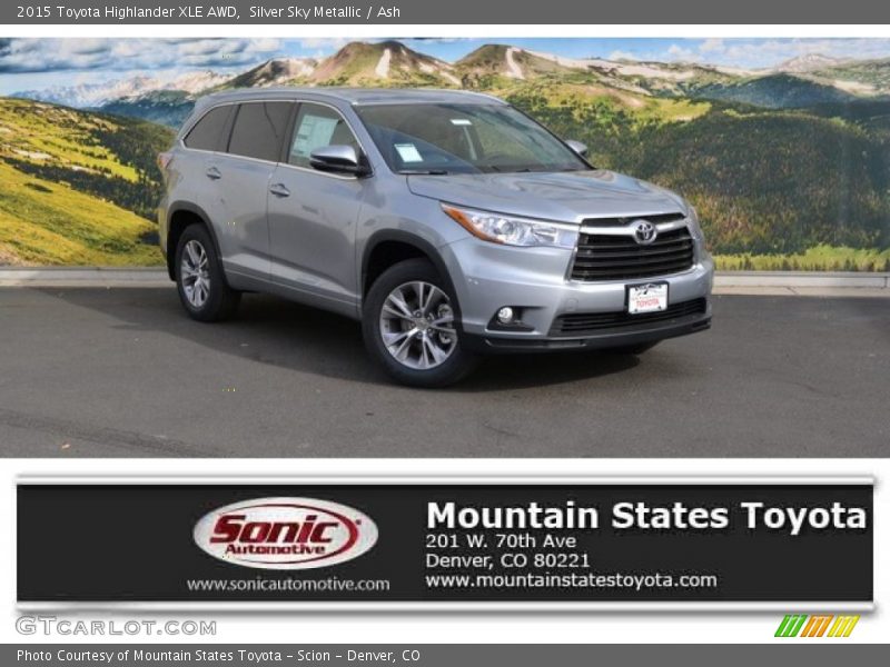 Silver Sky Metallic / Ash 2015 Toyota Highlander XLE AWD