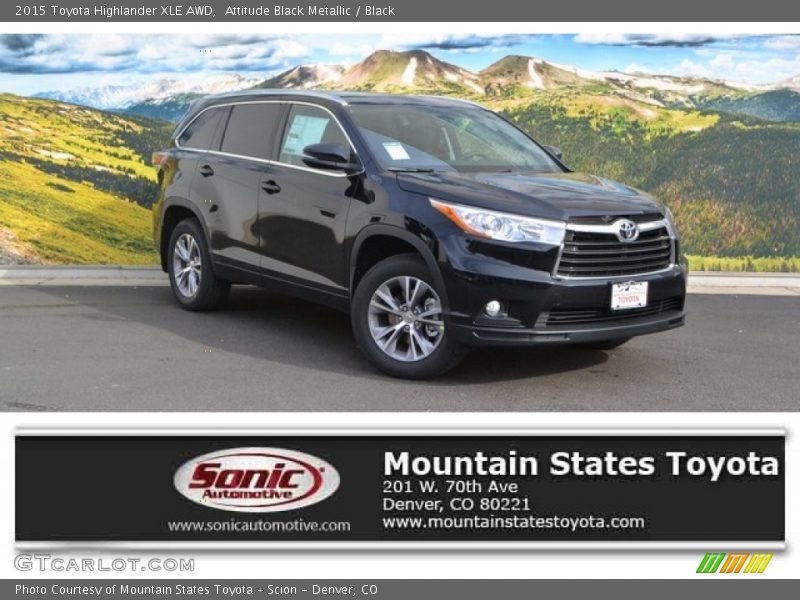 Attitude Black Metallic / Black 2015 Toyota Highlander XLE AWD