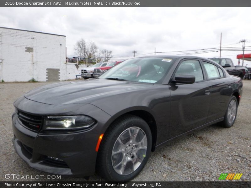 Maximum Steel Metallic / Black/Ruby Red 2016 Dodge Charger SXT AWD