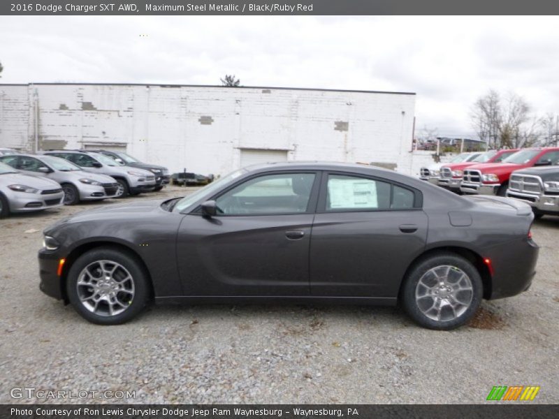 Maximum Steel Metallic / Black/Ruby Red 2016 Dodge Charger SXT AWD